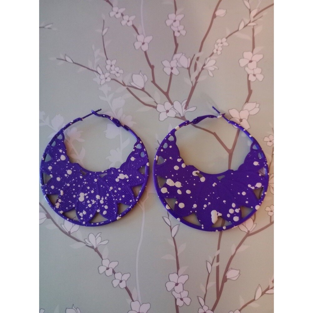 Purple Flower Fashion Earrings Women's Jewelry Dangle Boho Beauty Gift NWOT